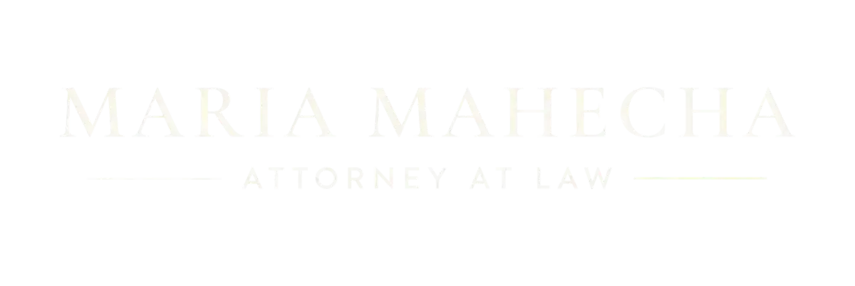 Logo reading “María Mahecha Attorney at Law” in light gray serif text on a white background