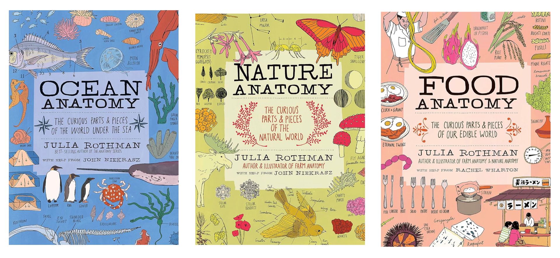 Three book covers titled