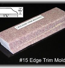 #15 Edge Trim Mold, pinkish rectangular molding on black background with inset dimensions diagram