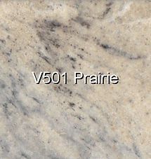 Light beige marble tile with gray veining labeled “V501 Prairie”