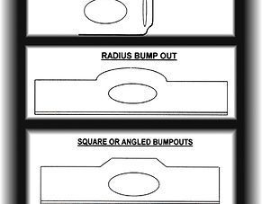 Diagram comparing radius bump-out and square or angled bump-outs on a rectangular shape.