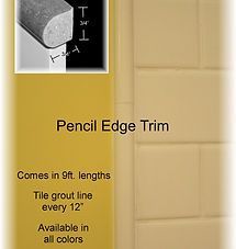 Yellow tile ad showing pencil edge trim with grout lines every 12