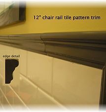Close-up of 12-inch chair rail pattern trim on a yellow wall with inset edge detail.