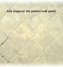 Cream 6x6 diagonal tile pattern wall panel with subtle diamond texture