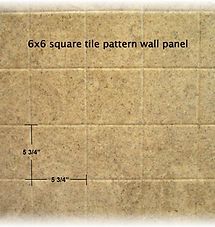 6x6 square beige tile wall panel with 5 3/4-inch measurement marks