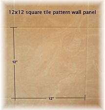 12x12 square tile pattern wall panel with beige tiles and dimension lines marked 12 inches
