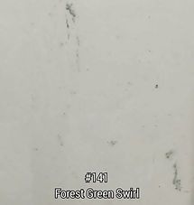Light gray surface labeled “#141 Forest Green Swirl” with faint green specks