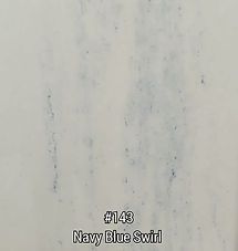 Light gray surface with subtle navy blue swirl streaks; labeled “#143 Navy Blue Swirl.”