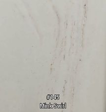 White surface with subtle gray veining, labeled “#145 Mink Swirl”