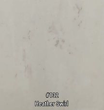 White wall labeled “#132 Heather Swirl” with faint gray smudges.