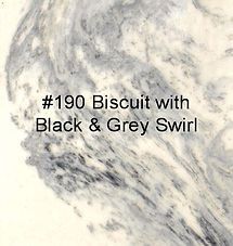 Biscuit with black and grey swirl pattern labeled #190