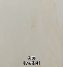 Beige swatch labeled “#128 Bone Swirl” in black text near the bottom center.