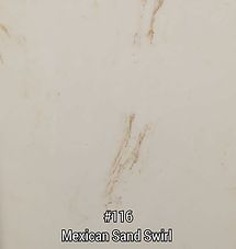 Beige wall sample with subtle tan streaks, labeled “#116 Mexican Sand Swirl”