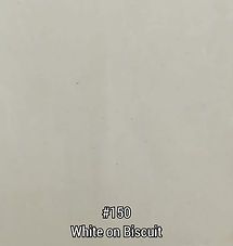 White surface labeled “#150 White on Biscuit” in black text.