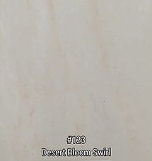 Light beige swirled surface labeled “#123 Desert Bloom Swirl”