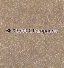 Glittery champagne-colored textured surface labeled “SFX3500 Champagne”