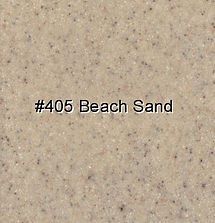 Beige speckled paint swatch labeled “#405 Beach Sand”