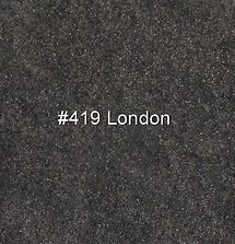 Dark textured background with white text reading “#419 London”