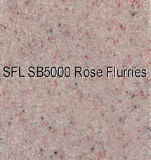 Pink-speckled textured surface labeled “SFL SB5000 Rose Flurries”