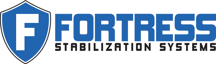Fortress Stabilization Systems logo with blue shield icon and bold blue text