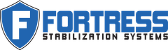 Fortress Stabilization Systems logo with blue shield icon and bold blue text on white background