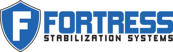 Fortress Stabilization Systems logo with blue shield icon and bold blue text