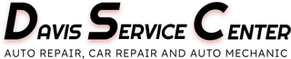 Logo for Davis Service Center: Black text on white background with a shadow effect. Text is 