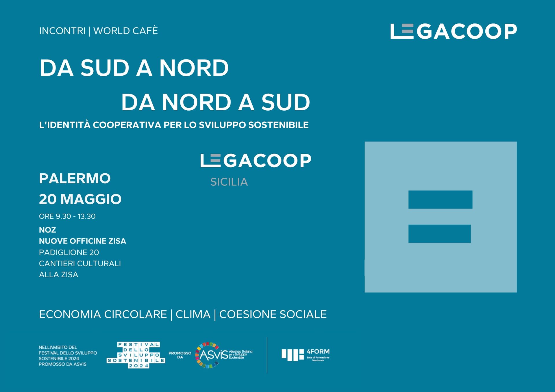A blue poster for legacoop in palermo