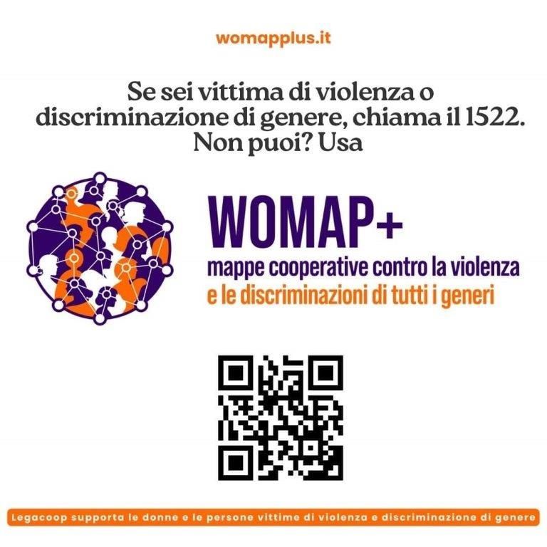 Un poster con un codice QR che dice womap+