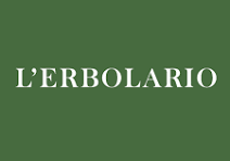 Scritta bianca “L'ERBOLARIO” su sfondo verde scuro.