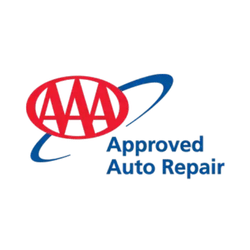AAA Approved Auto Repair logo in red and blue with swoosh design