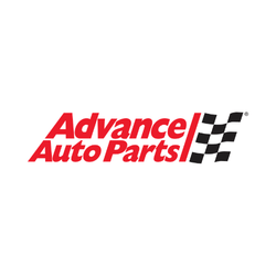 Advance Auto Parts logo in red with black-and-white checkered flag