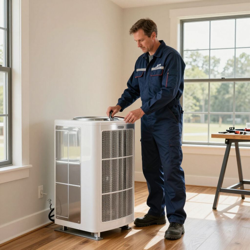 HVAC heating and cooling HVAC technician from Certified Comfort of Georgia working on a home's HVAC unit to replace the HVAC