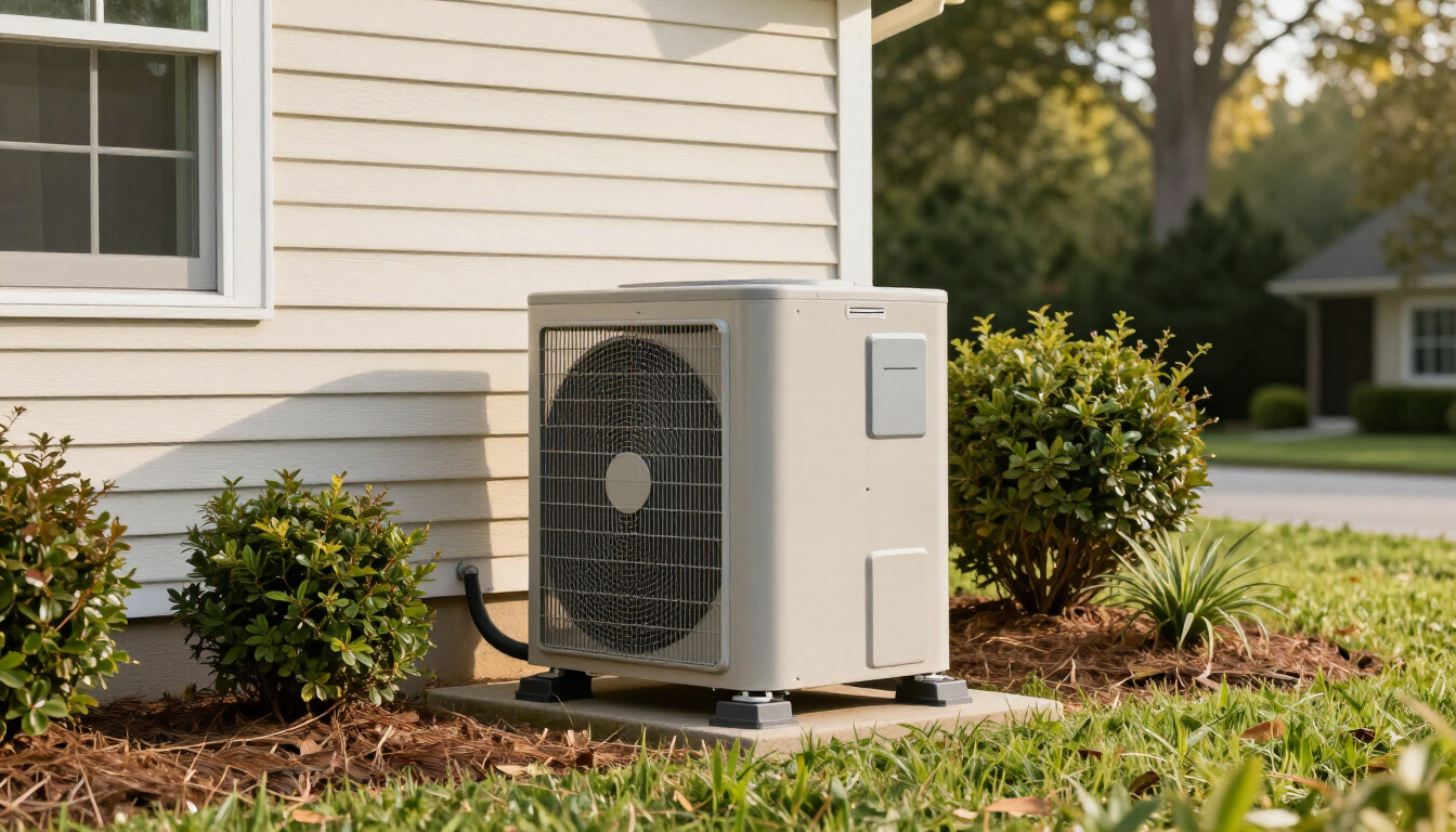 Modern electric heat pump installed at a Georgia home.