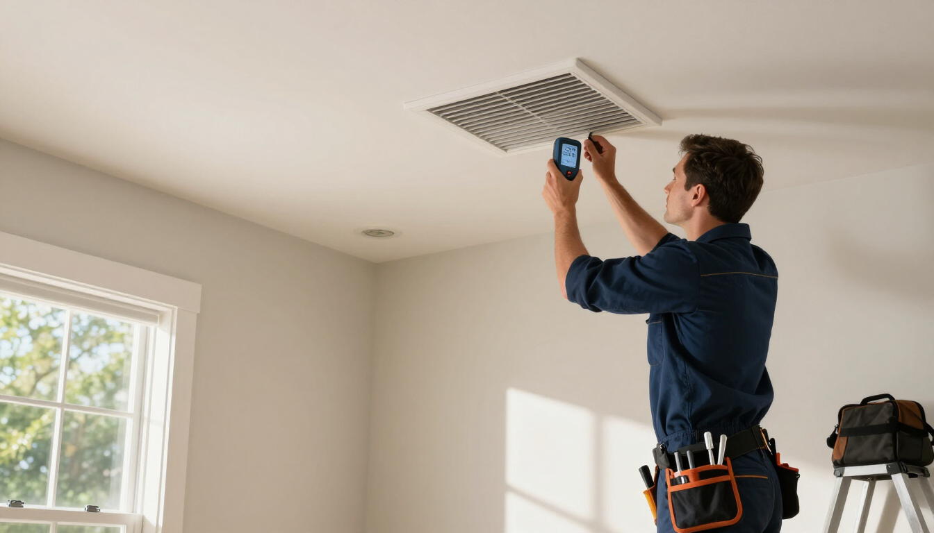 HVAC technician checking summer HVAC airflow issues