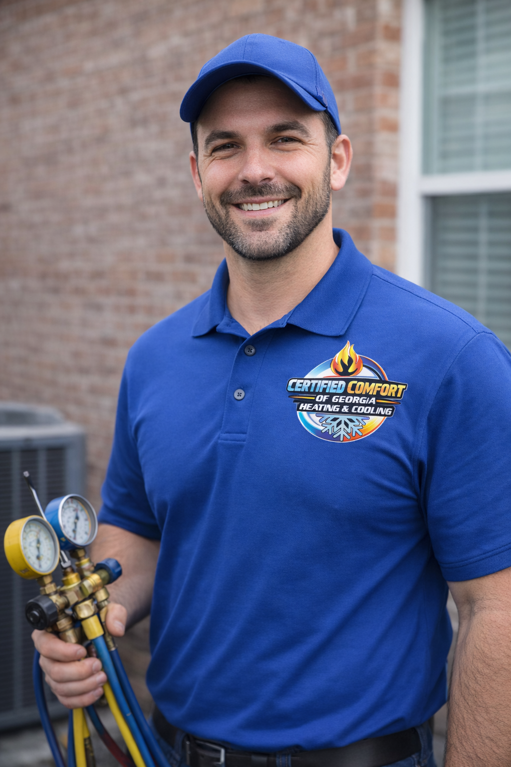 Certified Comfort of Georgia technician offering licensed and insured repairs on HVAC units in Gainesville GA