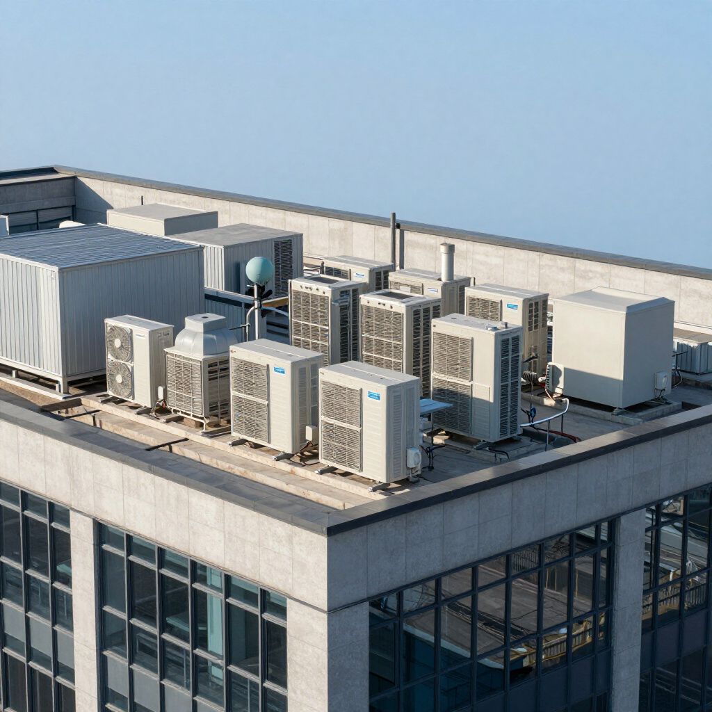 Commercial hvac units on the roof of a business