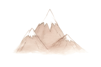 Mountain peak with snow cap labeled 7,500 ft and a compass graphic showing 7,500 ft