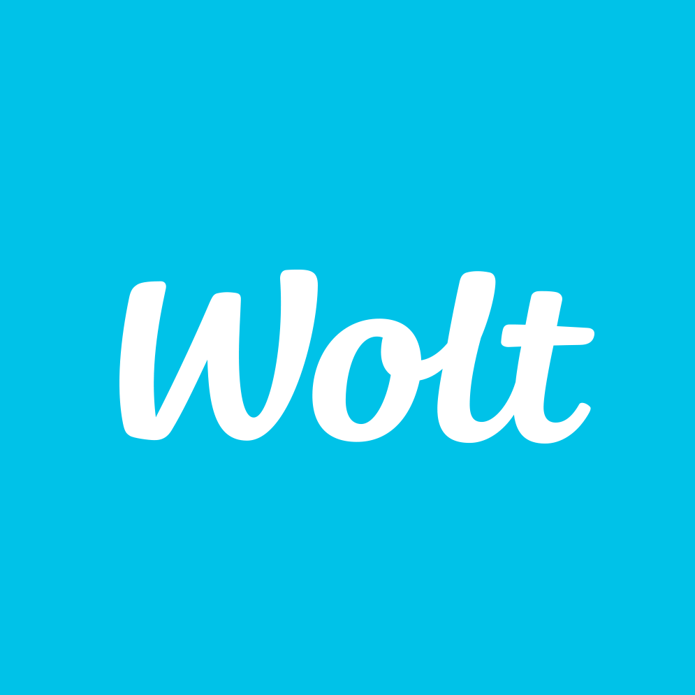 The word wolt is on a blue background