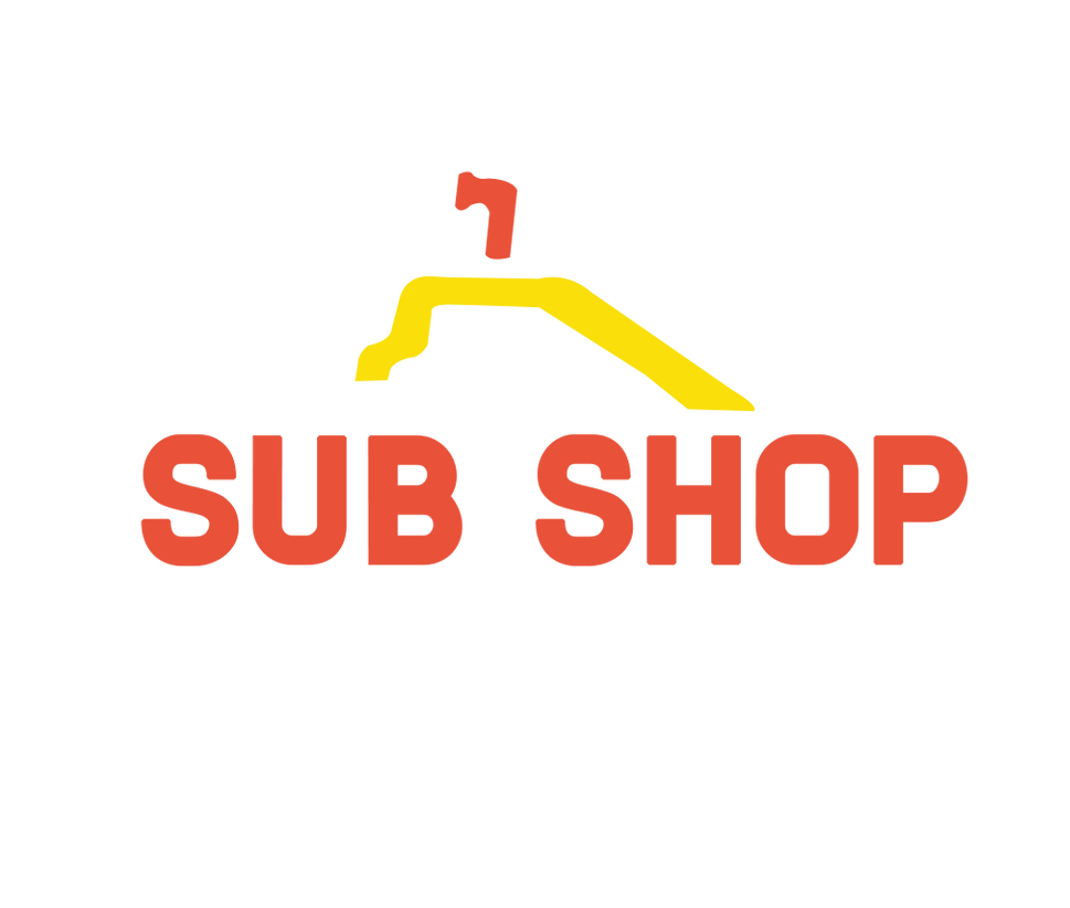 A red and yellow logo for a sub shop