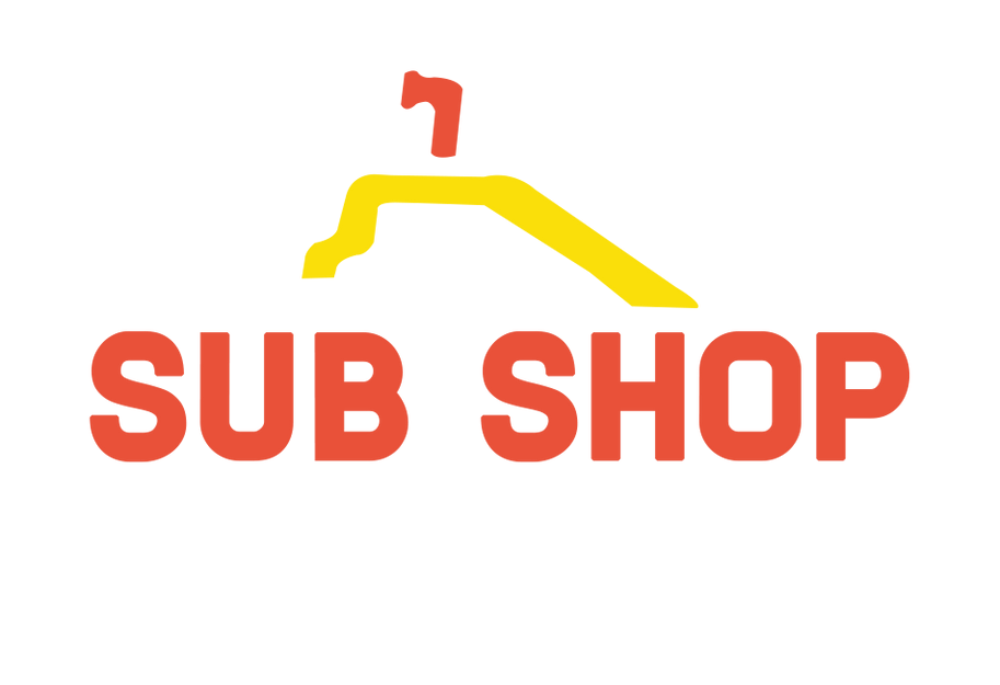 A red and yellow logo for a sub shop