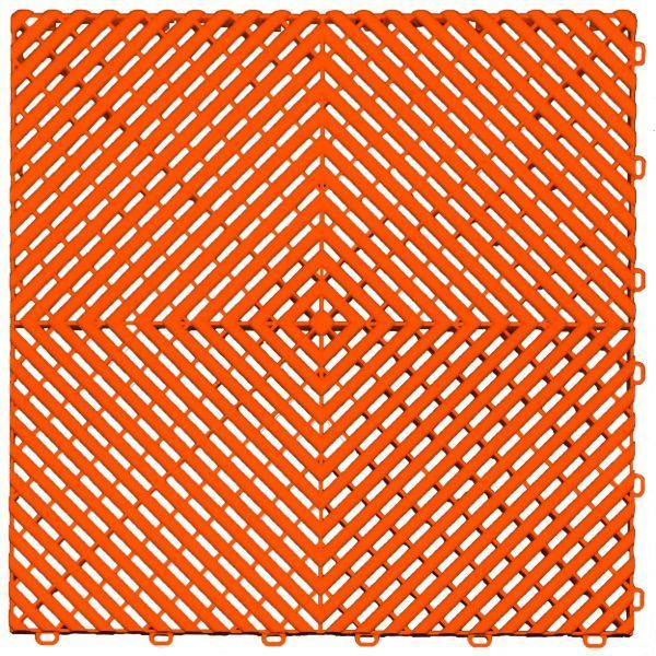 Tropical orange color option for swisstrax garage floor tiles