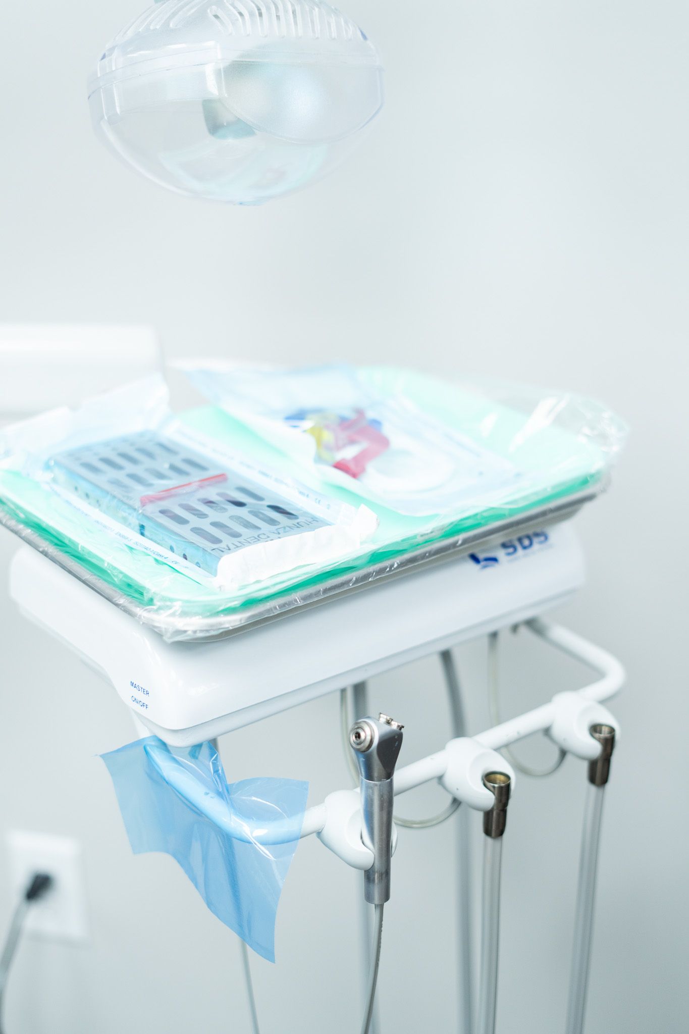 A close up of a dental equipment in a dental office.