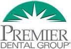 The premier dental group logo is a green sun with rays coming out of it.