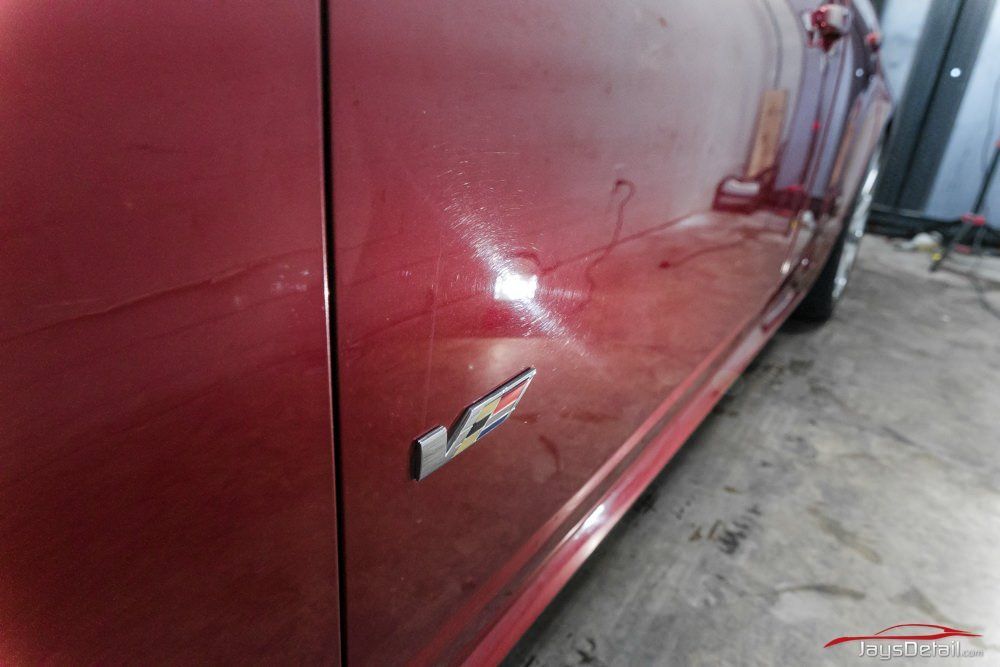 Red car door with a