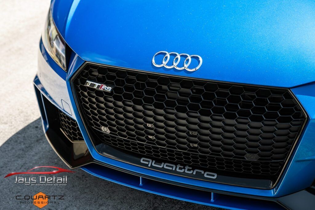 Blue Audi RS front grille with