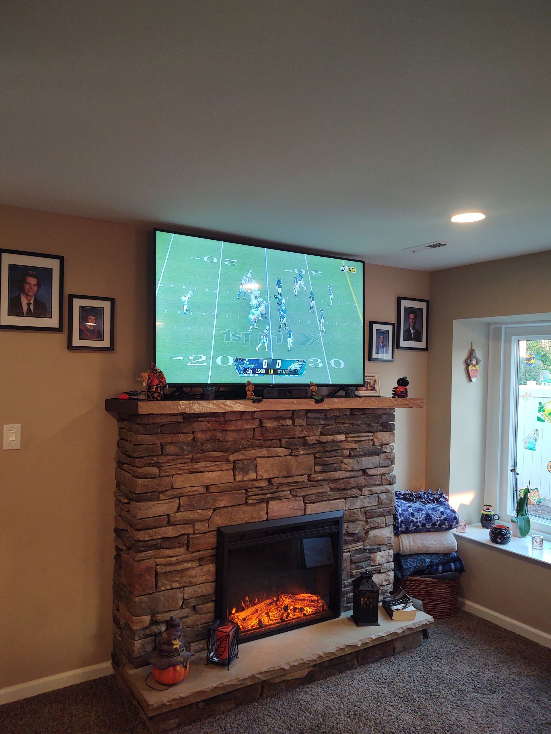 Ledgestone Blend — Modern Fireplace With Brick Wall in Lan ghorne, PA
