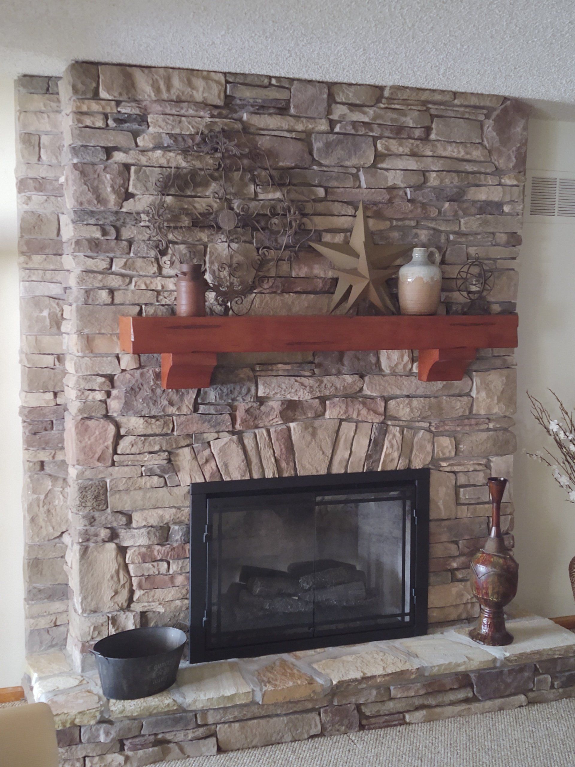 Chardonnay southern ledge and fieldstone mix fireplace