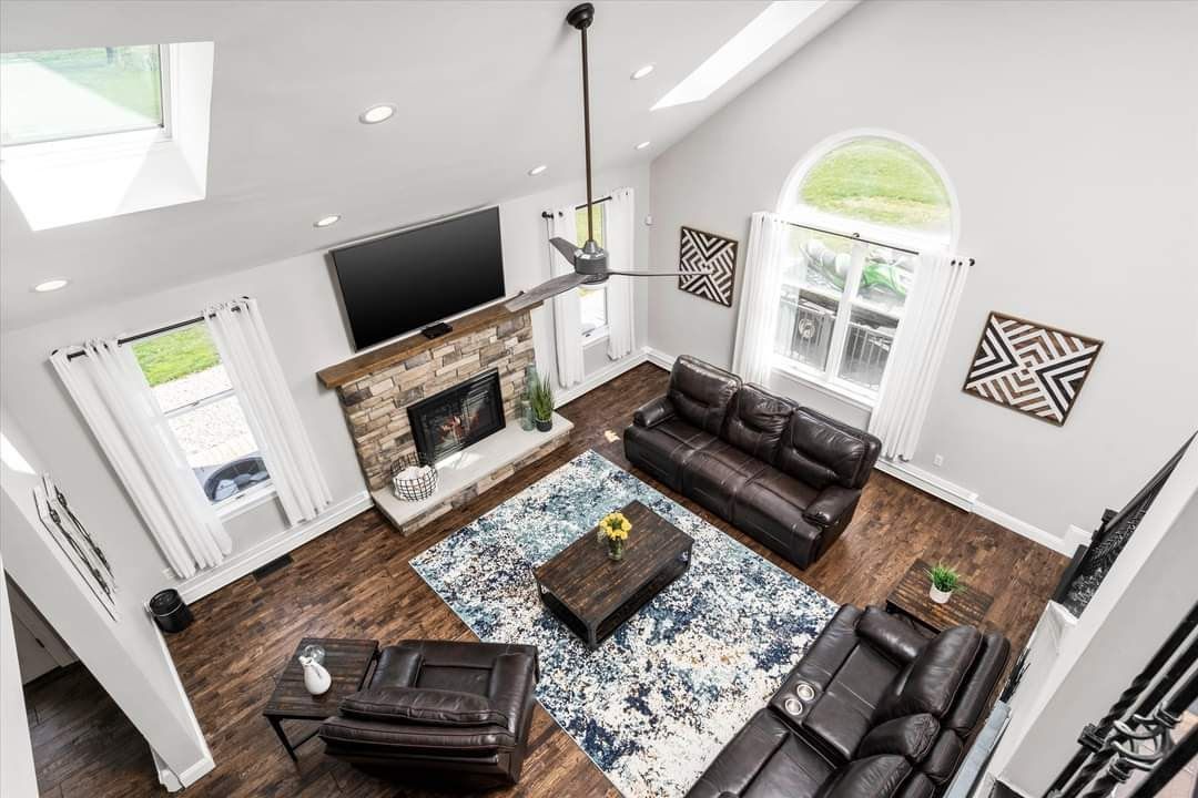 Living Room — Modern Fireplace With Brick Wall in Lan ghorne, PA