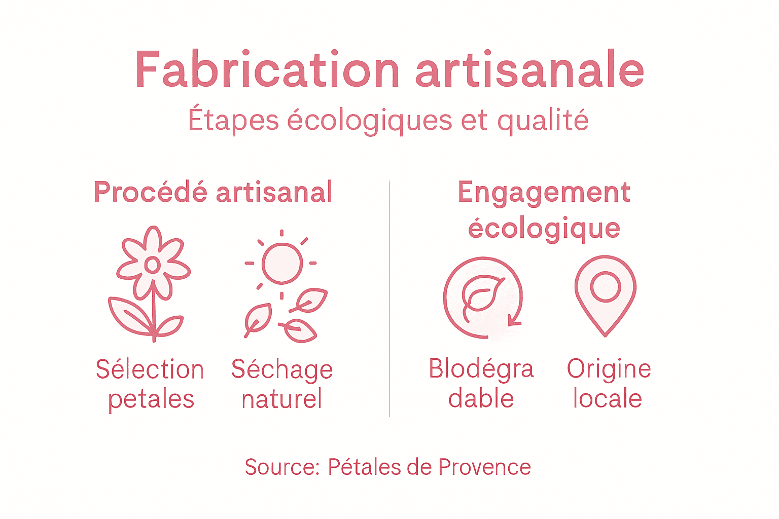 Infographie sur la fabrication artisanale et écologique des confettis floraux